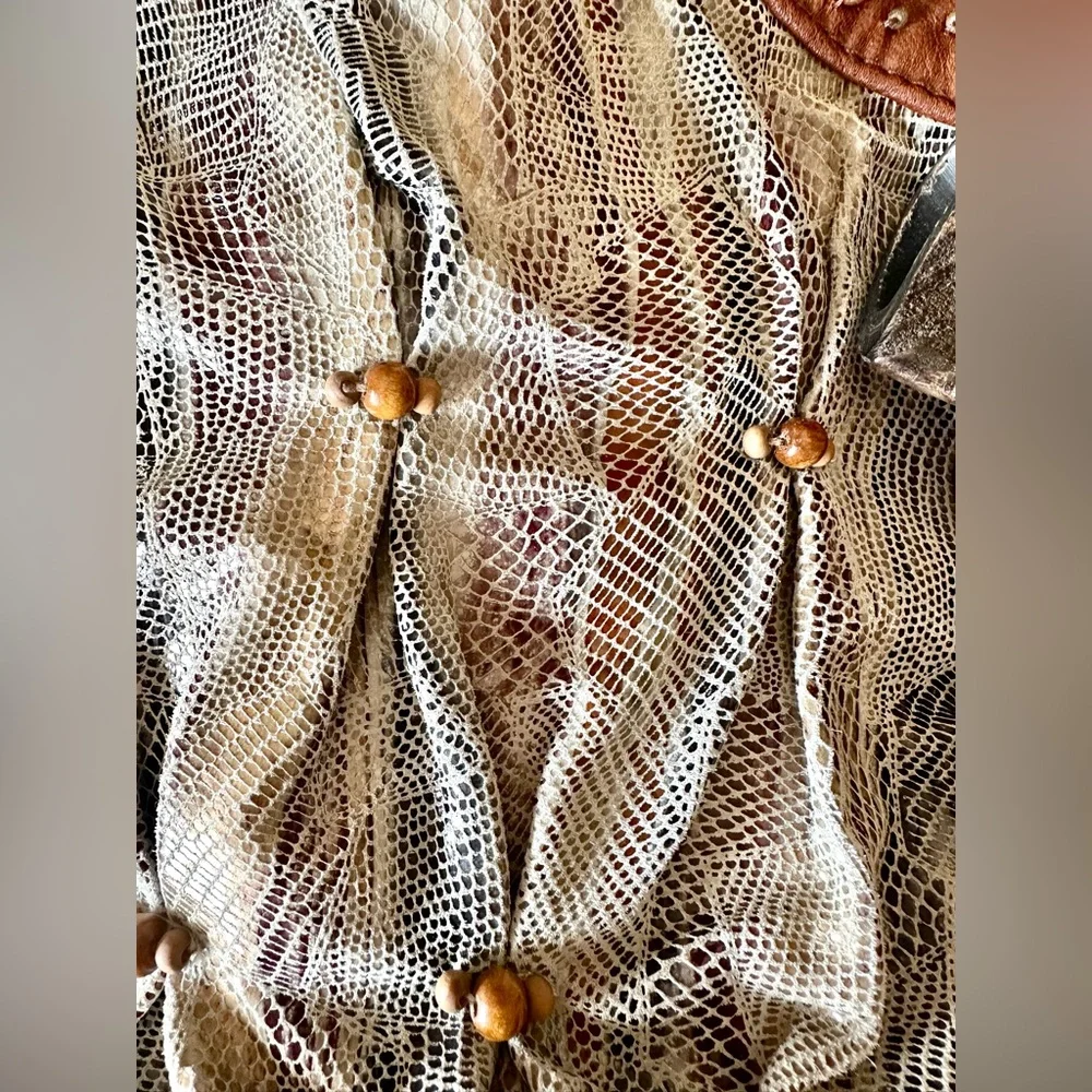 Mary Frances snakeskin print with brown trim & embellishments shoulder bag